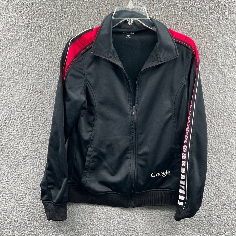 Sport Tek Womens Jacket Small Black Long Sleeve Full Zip Sweater Top Pockets